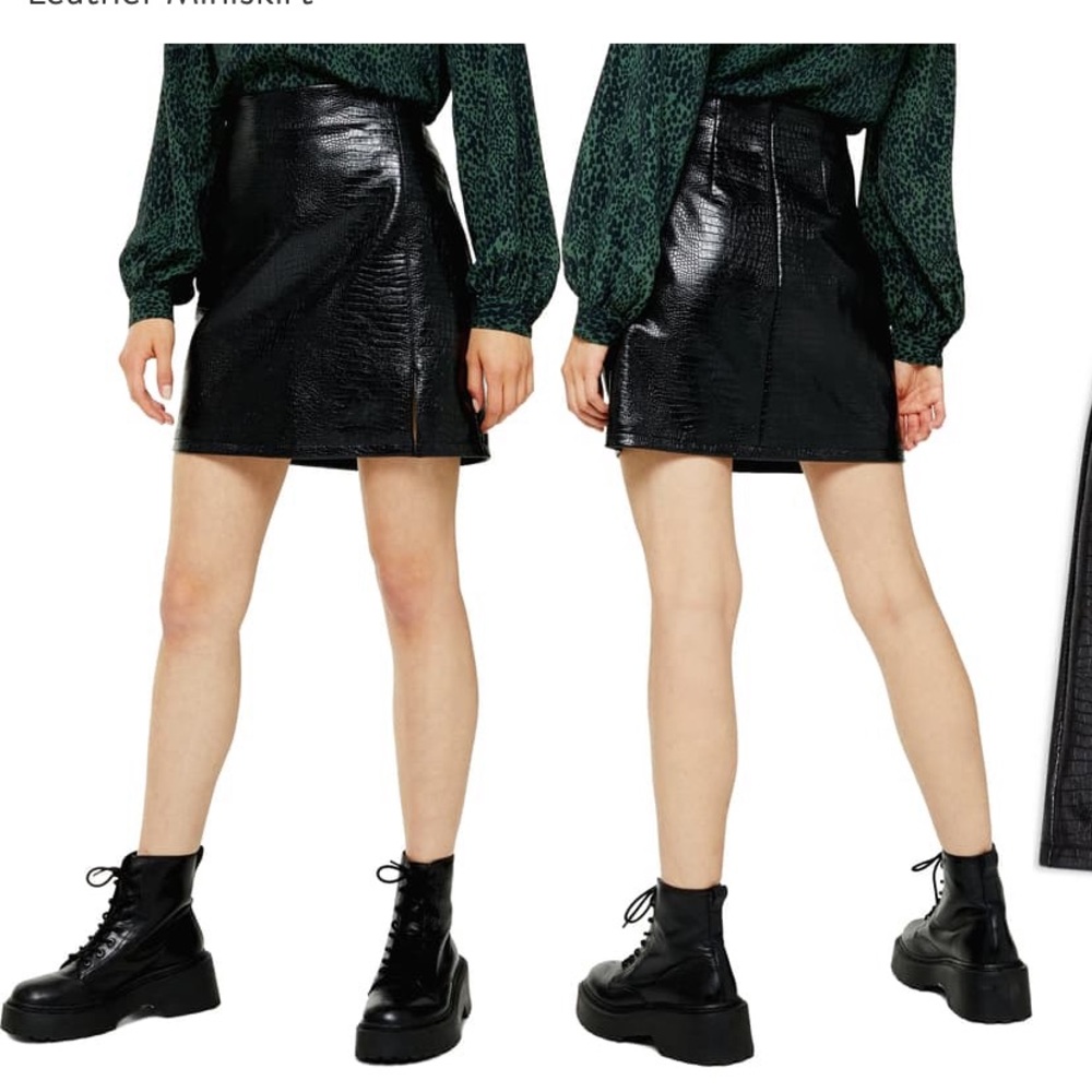 Topshop Croc Faux Leather Mini Skirt